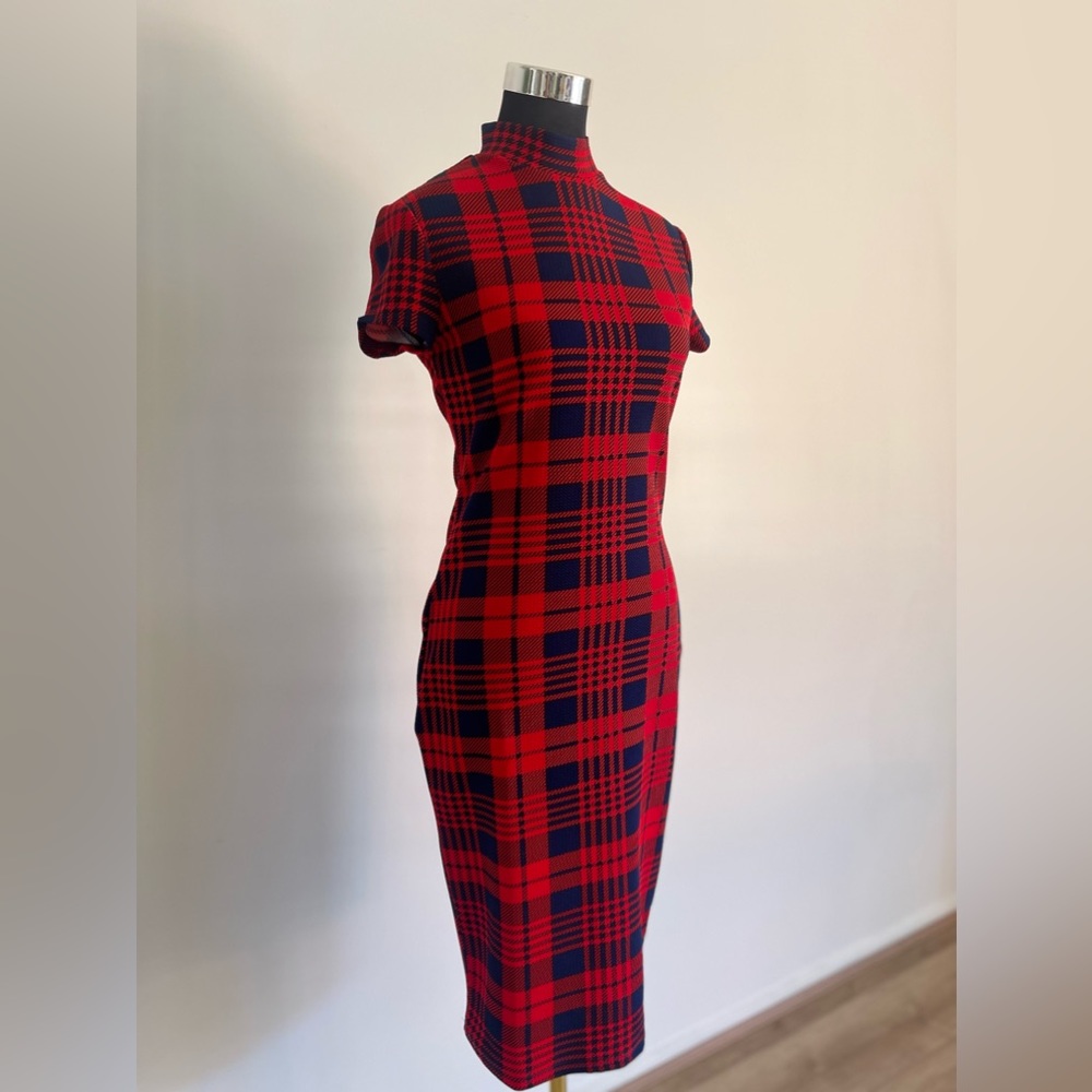 Tartan midi turtle neck dress - Picture 4 of 8